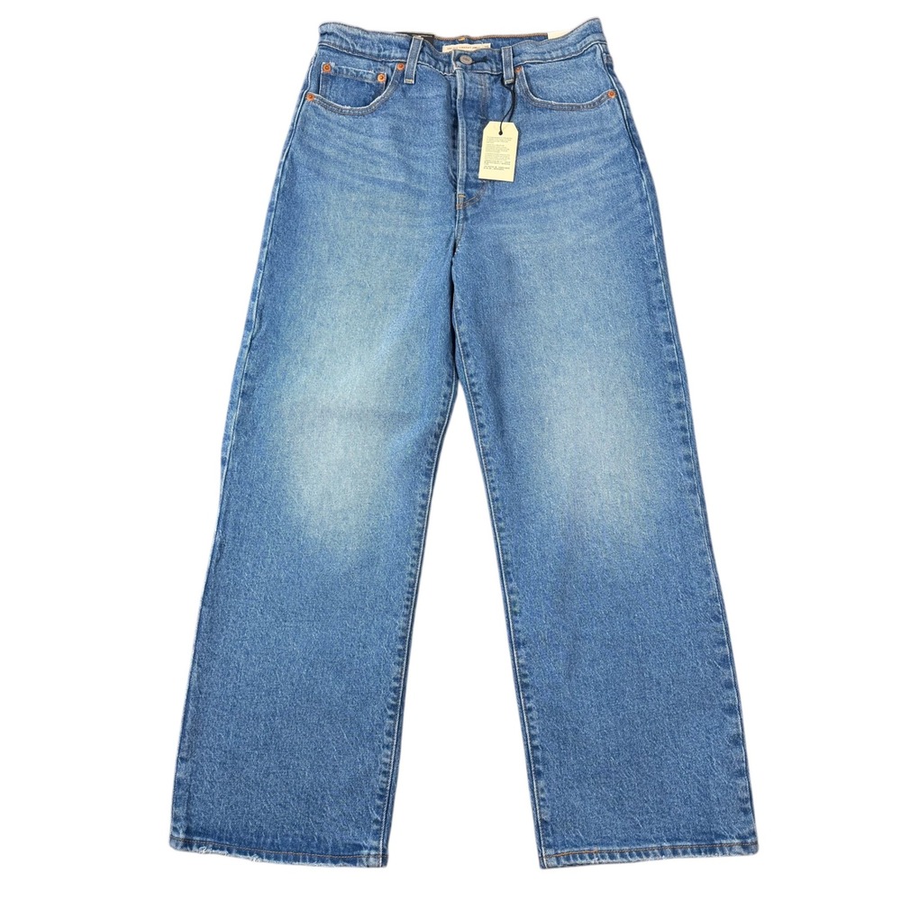 Levi's Womens Ribcage Straight Ankle Blue High Rise Denim Jeans Size 29x27